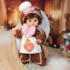 18 Inch Vinyl Lifelike Reborn Baby Doll in Brown Little Chef Christmas Costume